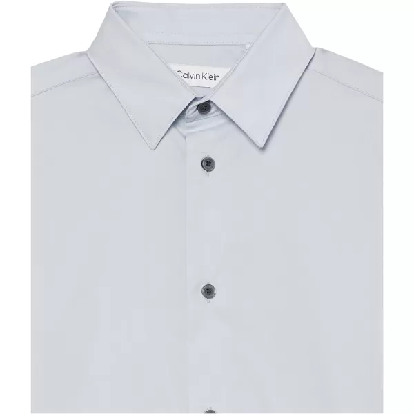 Calvin Klein Boys Long Sleeve Slim Fit Dress Shirt Style with Buttoned Cuffs amp Shirttail HemSilver Metal