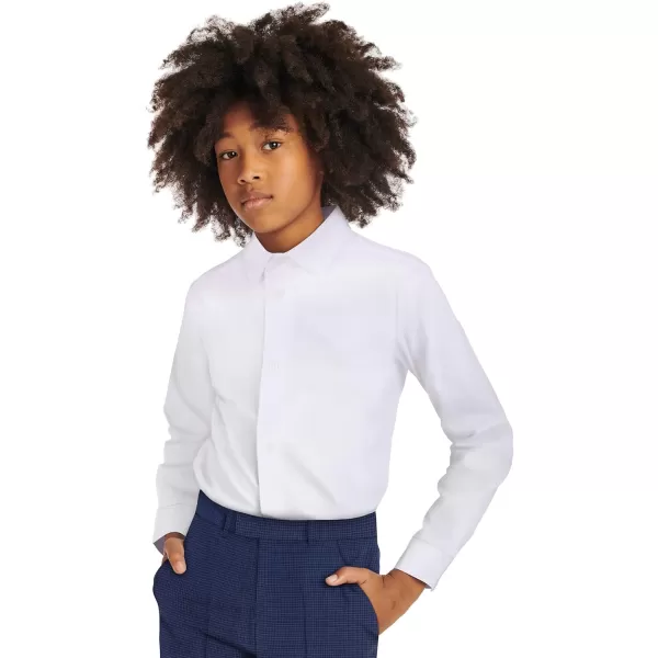 Calvin Klein Boys Long Sleeve Slim Fit Dress Shirt Style with Buttoned Cuffs amp Shirttail HemWhite