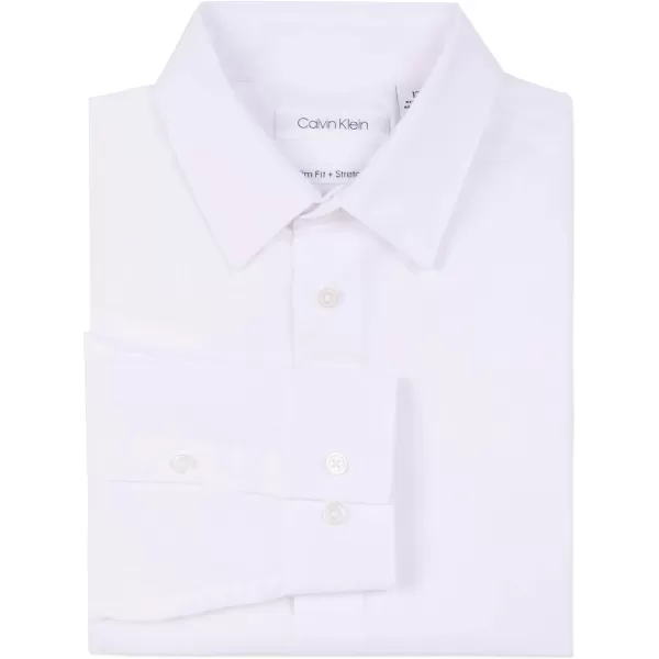 Calvin Klein Boys Long Sleeve Slim Fit Dress Shirt Style with Buttoned Cuffs amp Shirttail HemWhite