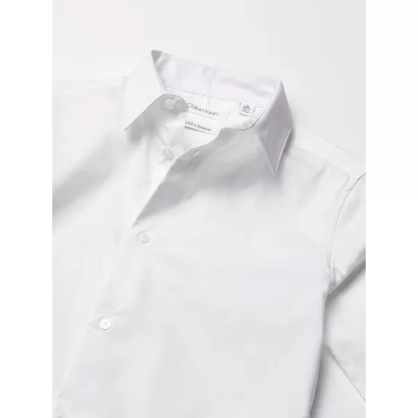 Calvin Klein Boys Long Sleeve Slim Fit Dress Shirt Style with Buttoned Cuffs amp Shirttail HemWhite