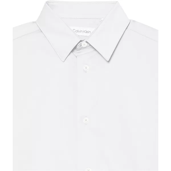 Calvin Klein Boys Long Sleeve Slim Fit Dress Shirt Style with Buttoned Cuffs amp Shirttail HemWhite