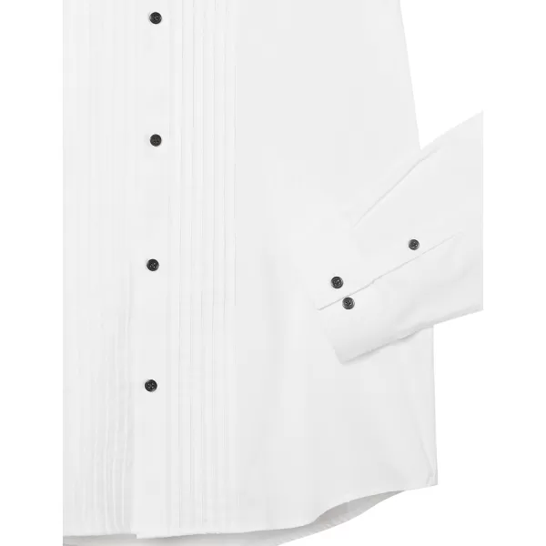 Calvin Klein Boys Long Sleeve Tuxedo Dress Shirt with Bow Tie ButtonDown Style with Classic Pleated Bib Matching HankyWhite