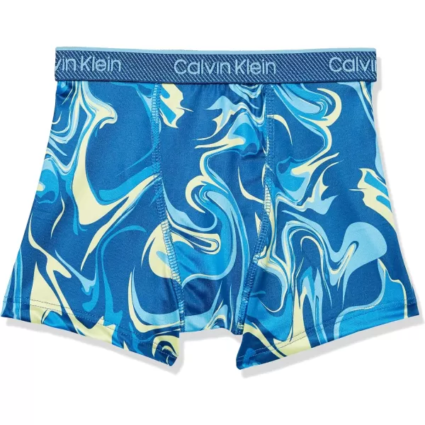 Calvin Klein Boys Performance Boxer Brief Underwear 2 PackOcean Blue MarbleSky High