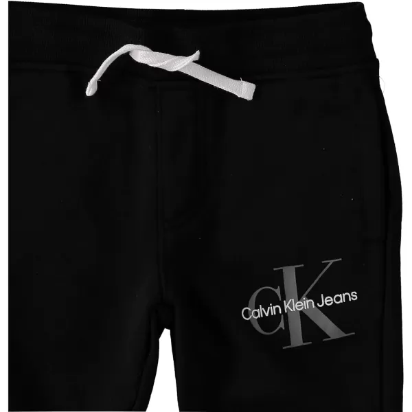 Calvin Klein Boys Pullon Fleece Jogger Sweatpants Drawstring ClosureBlack With Silver