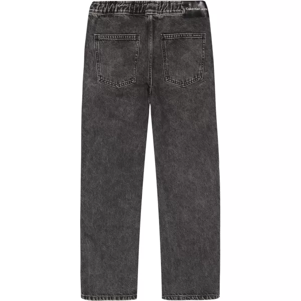 Calvin Klein Boys Pullon Stretch Denim Jeans 4Pocket Style amp Drawstring ClosureCharcoal Acid