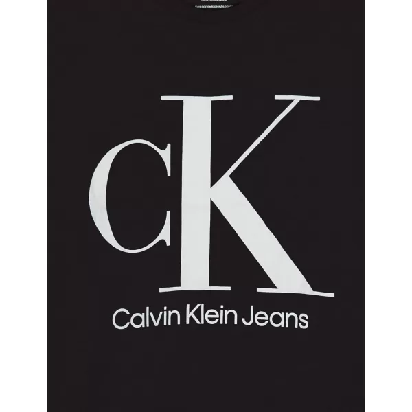 Calvin Klein Boys Short Sleeve Logo Crew Neck TShirt Soft Comfortable Relaxed FitBlack Ck White