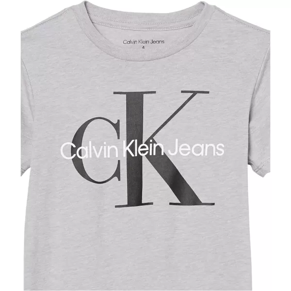 Calvin Klein Boys Short Sleeve Logo Crew Neck TShirt Soft Comfortable Relaxed FitClassic Grey