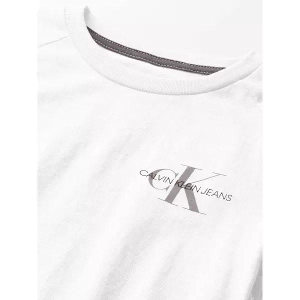 Calvin Klein Boys Short Sleeve Logo Crew Neck TShirt Soft Comfortable Relaxed FitRaglan White 06b