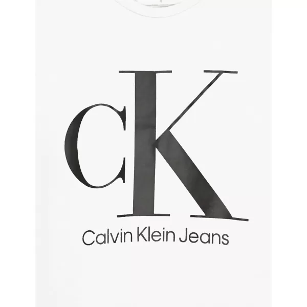 Calvin Klein Boys Short Sleeve Logo Crew Neck TShirt Soft Comfortable Relaxed FitWhite Ck Black