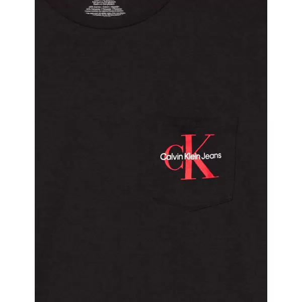 Calvin Klein Boys Short Sleeve Pocket Logo Crew Neck TShirt Soft Comfortable Relaxed FitBlack