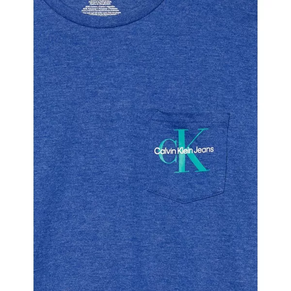 Calvin Klein Boys Short Sleeve Pocket Logo Crew Neck TShirt Soft Comfortable Relaxed FitSurf Web 431