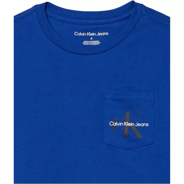 Calvin Klein Boys Short Sleeve Pocket Logo Crew Neck TShirt Soft Comfortable Relaxed FitSurf Web