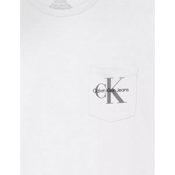 Calvin Klein Boys Short Sleeve Pocket Logo Crew Neck TShirt Soft Comfortable Relaxed FitWhite