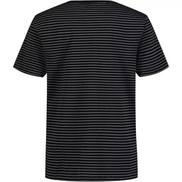 Calvin Klein Boys Short Sleeve Striped Crew Neck TShirt Soft Comfortable Relaxed FitExtra Linear Black