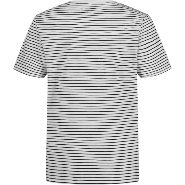 Calvin Klein Boys Short Sleeve Striped Crew Neck TShirt Soft Comfortable Relaxed FitExtra Linear White