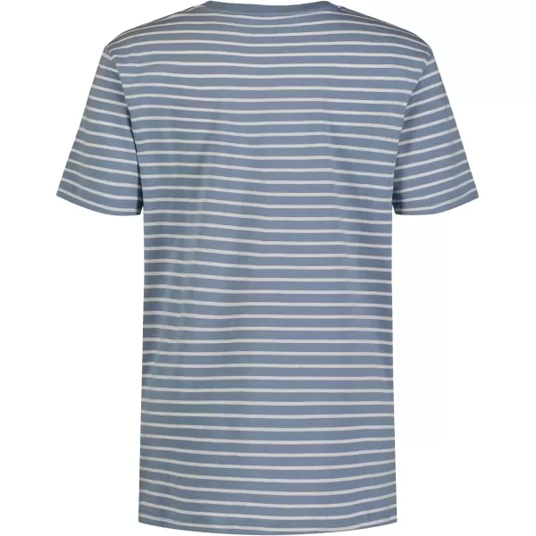 Calvin Klein Boys Short Sleeve Striped Crew Neck TShirt Soft Comfortable Relaxed FitLinear Faded Denim