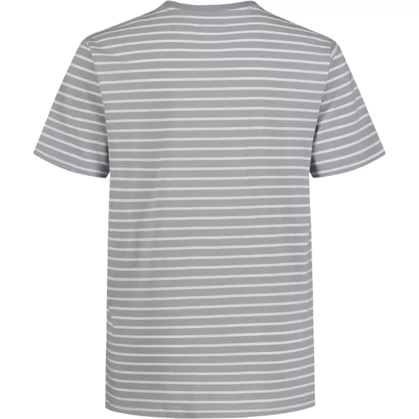 Calvin Klein Boys Short Sleeve Striped Crew Neck TShirt Soft Comfortable Relaxed FitLinear Quarry