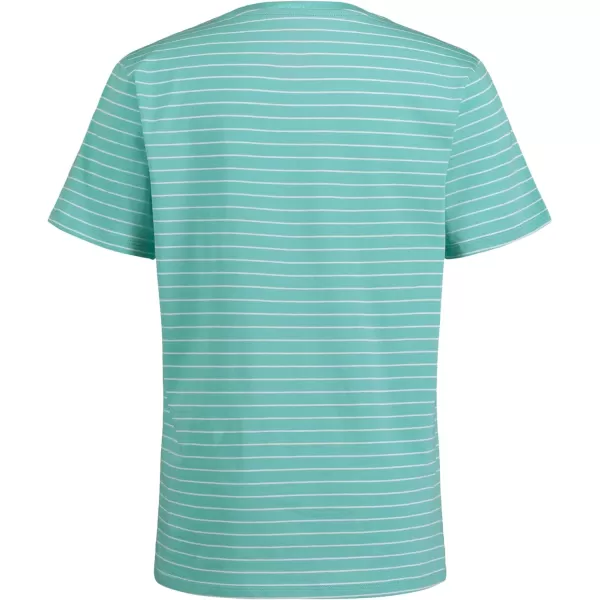 Calvin Klein Boys Short Sleeve Striped Crew Neck TShirt Soft Comfortable Relaxed FitLinear Seafoam