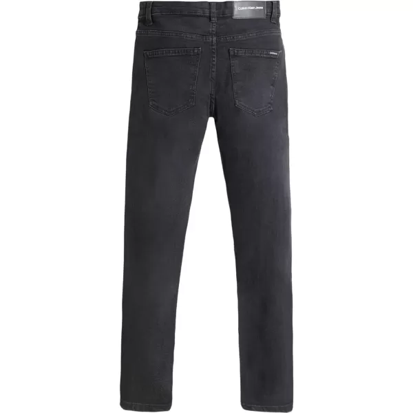 Calvin Klein Boys Skinny Fit Stretch Denim Jeans 5Pocket Style amp Zipper ClosureAsphalt Black