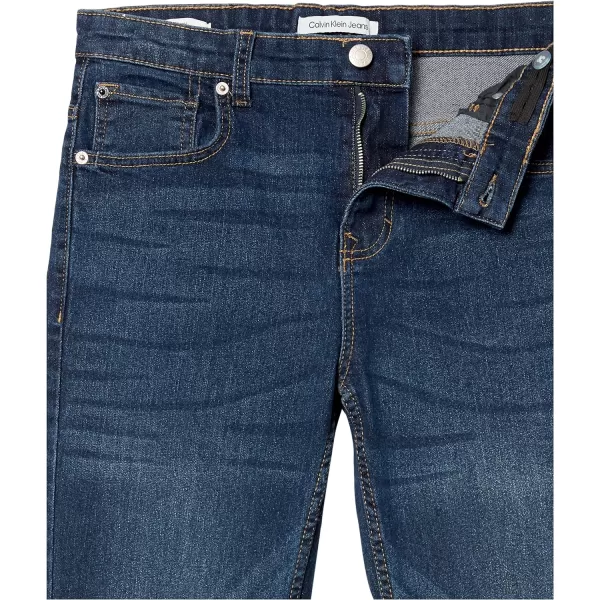 Calvin Klein Boys Skinny Fit Stretch Denim Jeans 5Pocket Style amp Zipper ClosureAustin Dark Blue 15b