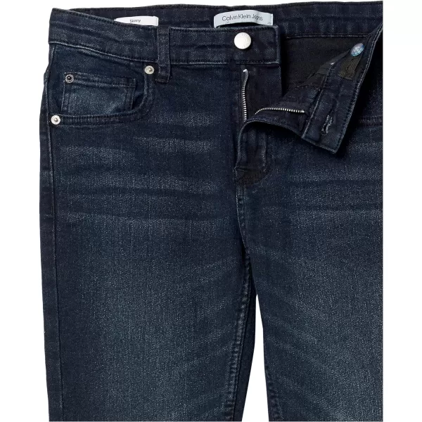 Calvin Klein Boys Skinny Fit Stretch Denim Jeans 5Pocket Style amp Zipper ClosureBoston Blue 15b