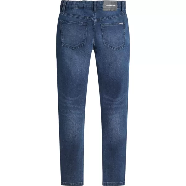 Calvin Klein Boys Skinny Fit Stretch Denim Jeans 5Pocket Style amp Zipper ClosureBoston Blue