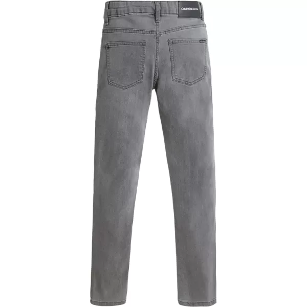 Calvin Klein Boys Skinny Fit Stretch Denim Jeans 5Pocket Style amp Zipper ClosureConcrete Black