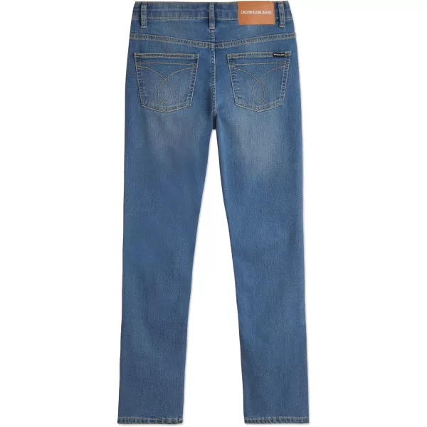 Calvin Klein Boys Skinny Fit Stretch Denim Jeans 5Pocket Style amp Zipper ClosureHouston Light Blue 14b