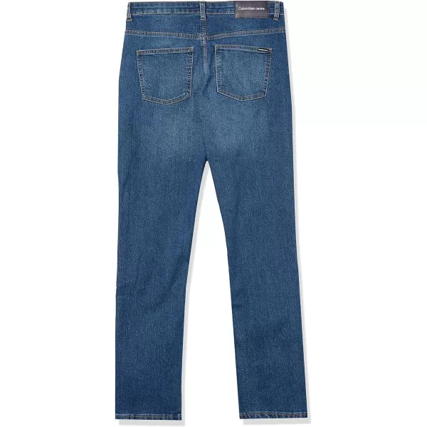 Calvin Klein Boys Skinny Fit Stretch Denim Jeans 5Pocket Style amp Zipper ClosureHouston Mid Blue 15b