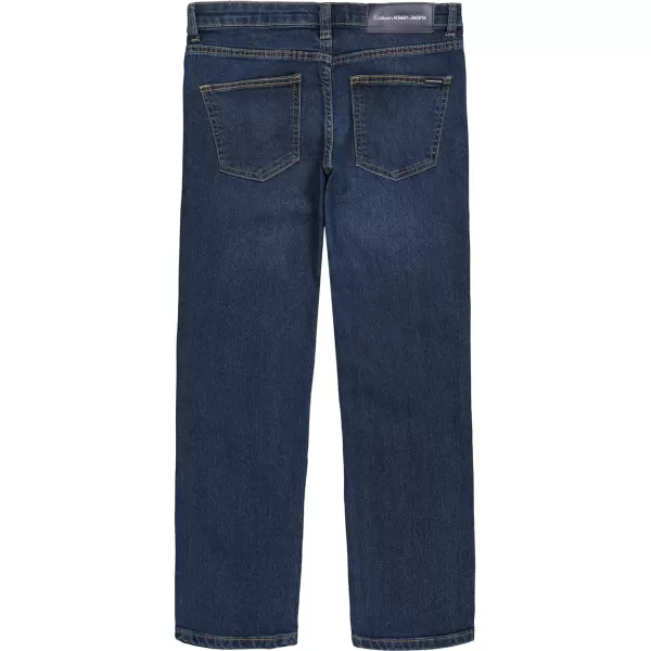 Calvin Klein Boys Slim Fit Straight Leg Stretch Denim Jeans 5 Pocket Style amp Zipper ClosureAustin Dark Blue