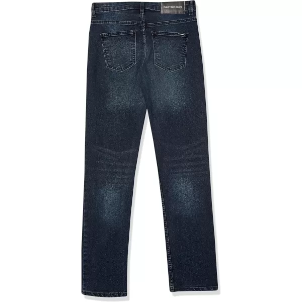 Calvin Klein Boys Slim Fit Straight Leg Stretch Denim Jeans 5 Pocket Style amp Zipper ClosureBoston Blue