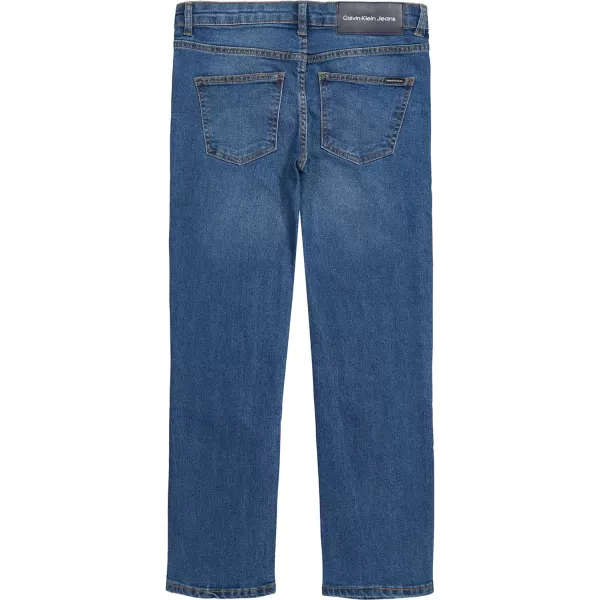 Calvin Klein Boys Slim Fit Straight Leg Stretch Denim Jeans 5 Pocket Style amp Zipper ClosureHouston Mid Blue