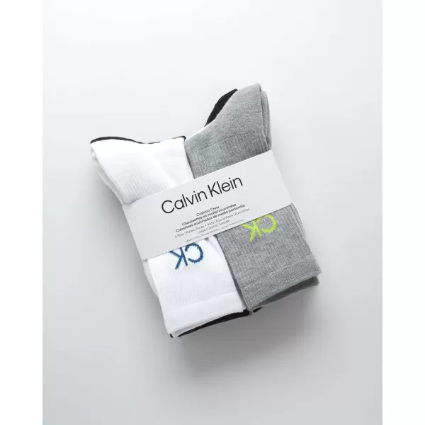 Calvin Klein Boys Socks  Cushion Crew Cut Socks 6 PackGreyWhiteBlack