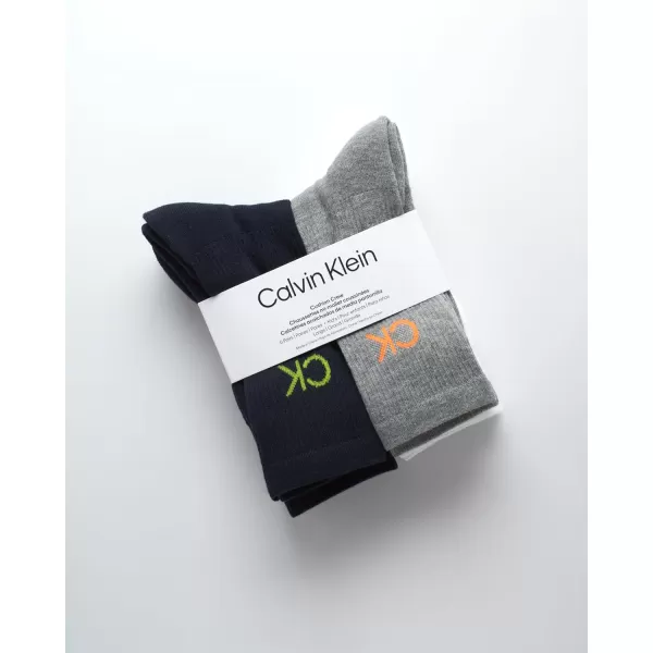 Calvin Klein Boys Socks  Cushion Crew Cut Socks 6 PackNavyGreyWhite