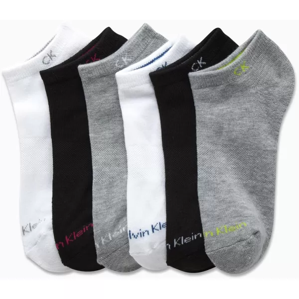 Calvin Klein Boys Socks  Cushion No Show Ankle Socks 6 PackGreyWhiteBlack