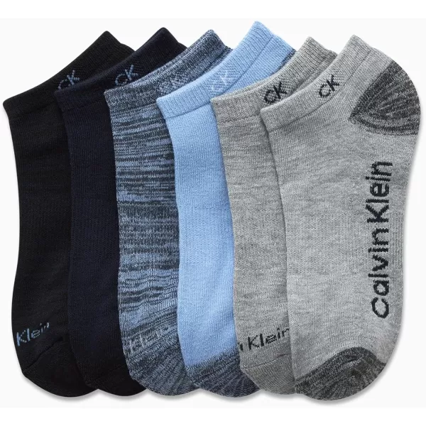 Calvin Klein Boys Socks  Cushion No Show Ankle Socks 6 PackNavyGreyBlue