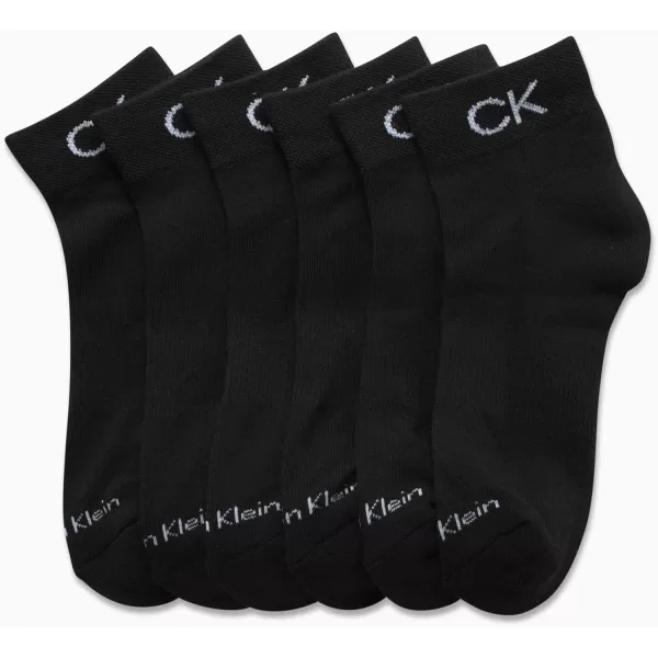Calvin Klein Boys Socks  Cushion Quarter Cut Ankle Socks 6 PackBlack