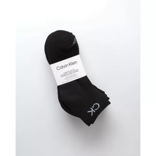 Calvin Klein Boys Socks  Cushion Quarter Cut Ankle Socks 6 PackBlack