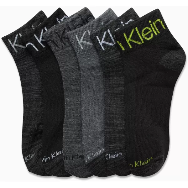 Calvin Klein Boys Socks  Cushion Quarter Cut Ankle Socks 6 PackBlackGrey Assorted