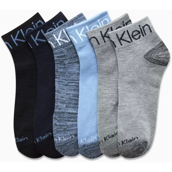 Calvin Klein Boys Socks  Cushion Quarter Cut Ankle Socks 6 PackGreyNavyBlue