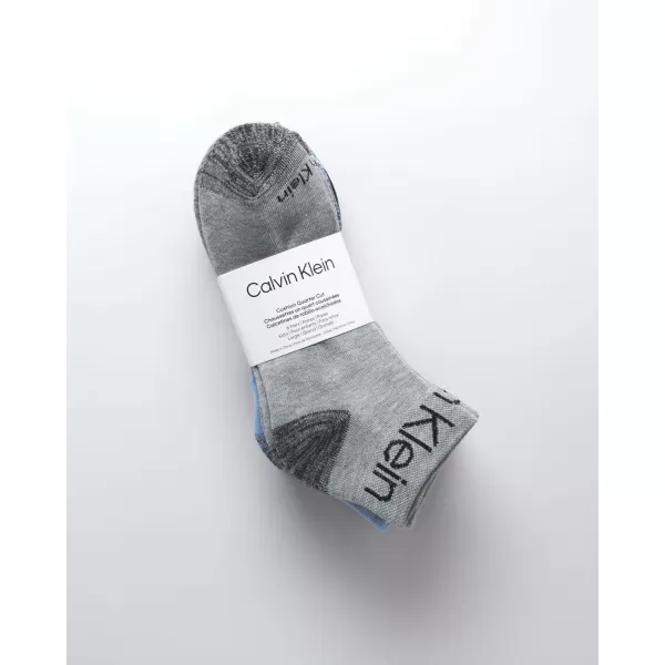 Calvin Klein Boys Socks  Cushion Quarter Cut Ankle Socks 6 PackGreyNavyBlue