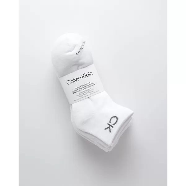 Calvin Klein Boys Socks  Cushion Quarter Cut Ankle Socks 6 PackWhite