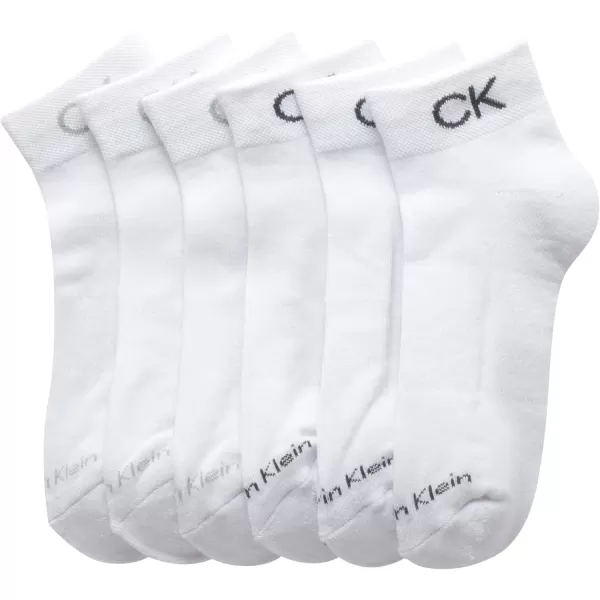 Calvin Klein Boys Socks  Cushion Quarter Cut Ankle Socks 6 PackWhite