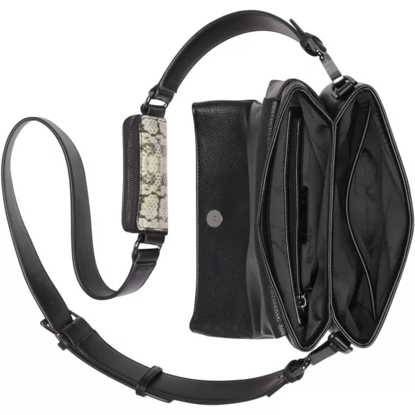 Calvin Klein Chrome Organizational 2 in 1 Flap CrossbodyBlackWhite