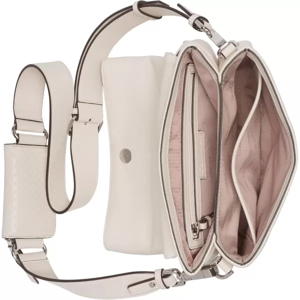 Calvin Klein Chrome Organizational 2 in 1 Flap CrossbodyCherub White