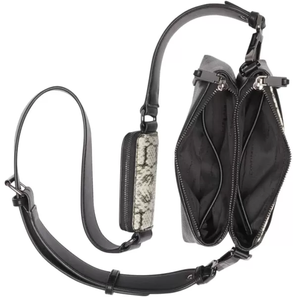 Calvin Klein Chrome Organizational 2 in 1 Top Zip CrossbodyBlackWhite