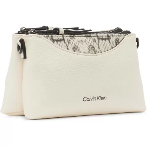 Calvin Klein Chrome Organizational 2 in 1 Top Zip CrossbodyCherub WhiteBlack