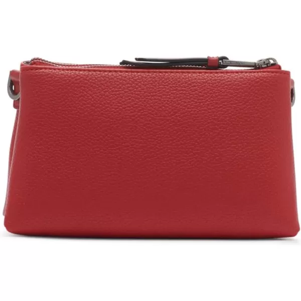 Calvin Klein Chrome Organizational 2 in 1 Top Zip CrossbodyRuby Red