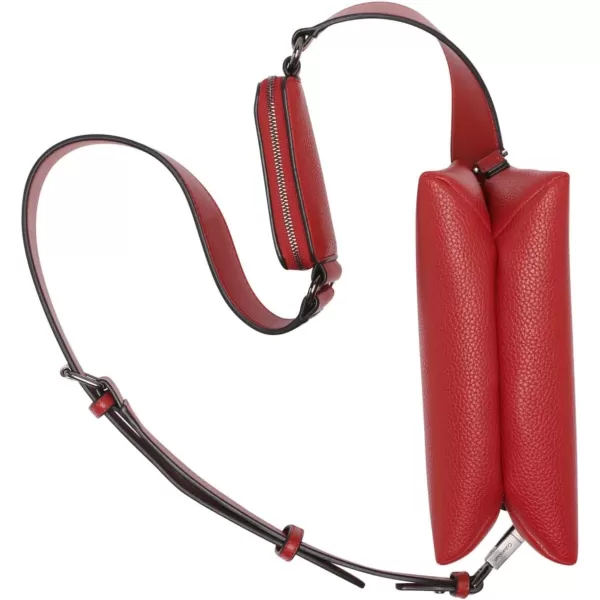 Calvin Klein Chrome Organizational 2 in 1 Top Zip CrossbodyRuby Red