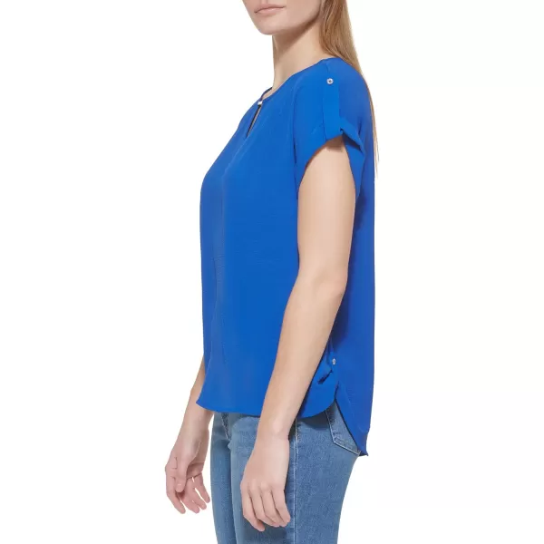 Calvin Klein Ck Womens Blouse Roll Up SleeveKlein Blue